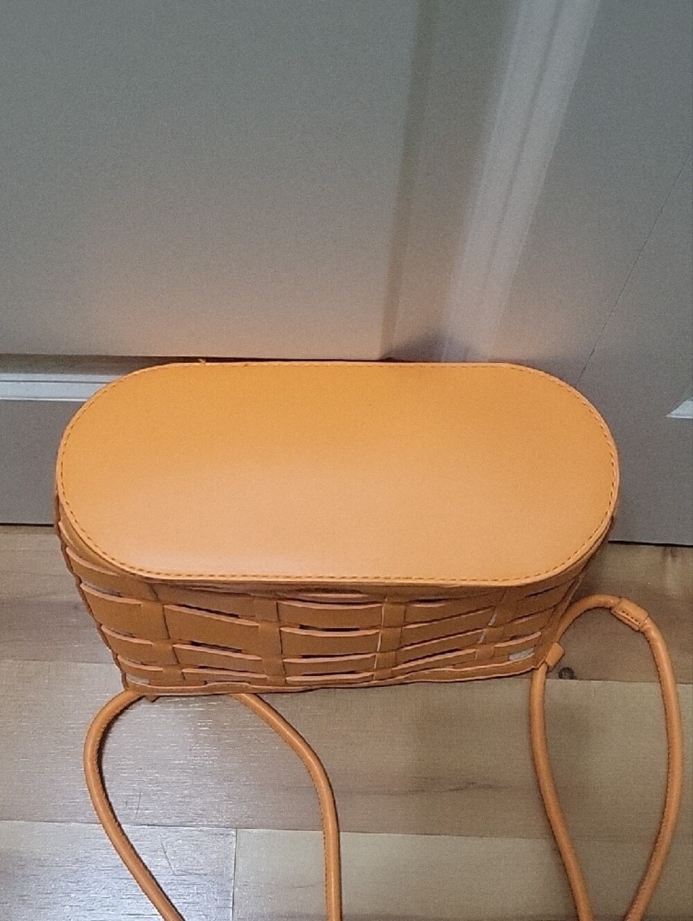 A New Day Orange Woven Faux Leather Crossbody Shoulder Bag - Picture 7 of 15